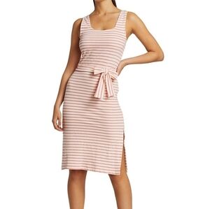 Rails Women's Size L Taylin Knit Tank Ivory Peony Pink Scoop Neck Stripe Dress